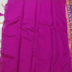 Beautiful Pink Pashmina Silk Saree