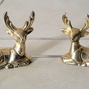 Brass Deer Pair In Sitting Posture