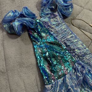 Blue Sequins Ruffle Dress (bust :30-32