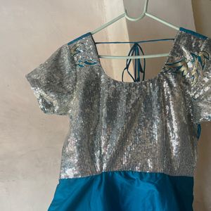 Teal Sequin wedding Reception Gown