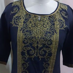 Aurelia Black Kurti With Gold Prints