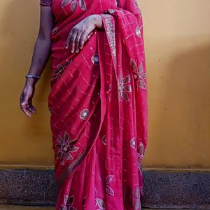 Heavy sequined saree with exquisite working