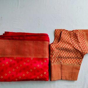 Red Casual Saree (Women's)