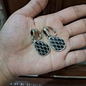 Black and Silver Dangle Earring