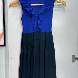 Ruffle Blue And Black Dress