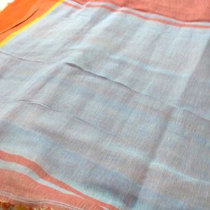 Original Linen Saree With Ganga Jamuna Border