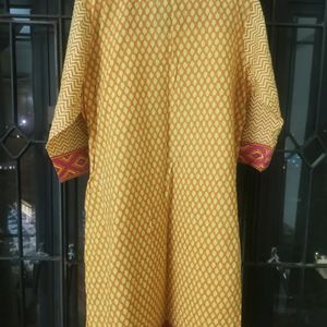 Yellow A Line Kurta Cotton By RAIN&RAINBOW