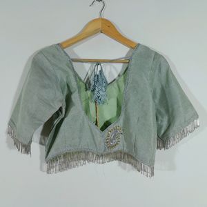 Pastel Green Designer Blouse For Women's