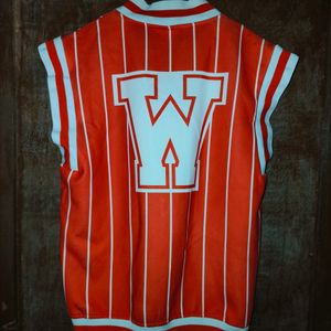 Half Red varsity jacket men