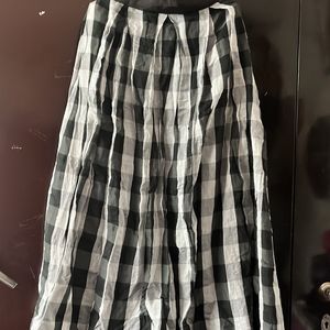 Black and white check Long skirt