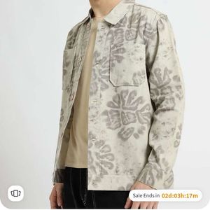 Man Beige Floral Printed Tailored Jacket