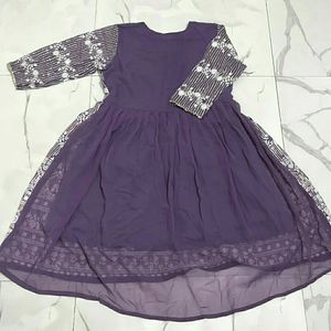 Pakistani Stitched Lavender Suit With Dupatta