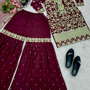 Embroidery Sequence Work Top Garara And Dupatta