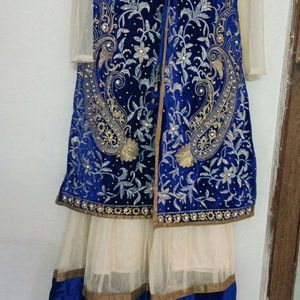 Blue Full Anarkali Dress With Dupatta & Pent