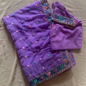 Lavender Saree With Blouse