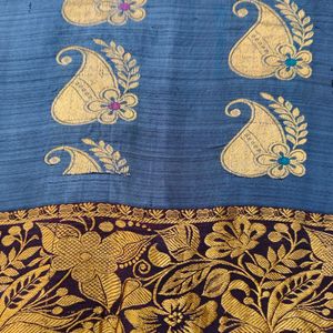 Pure Kanjeevaram Grey Silk Saree