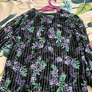 Black & Green Floral Print Shirt