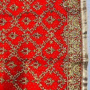 Red Bridal Suit With Golden Work