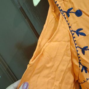 Orange Embroidered Top