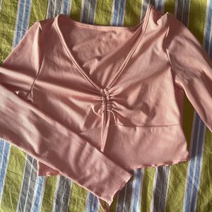 Pink Crop Top Bow Detailing