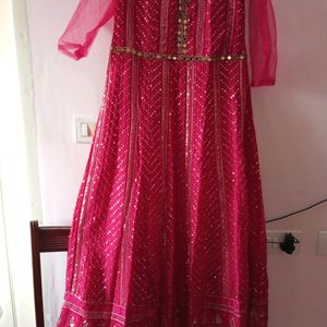 Red Chikankari Wedding Gown