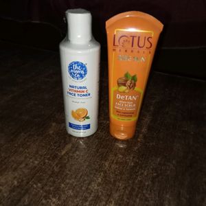 VITAMIN C FACE TONER+DeTAN Scrub,LOTUS+the moms co