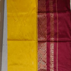 Yellow Saree With Red Border