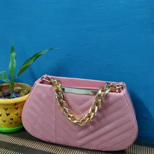 Beautiful Peach Colour Handbag+Sidebag