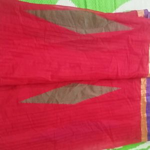 Red Chanderi Cotton Saree