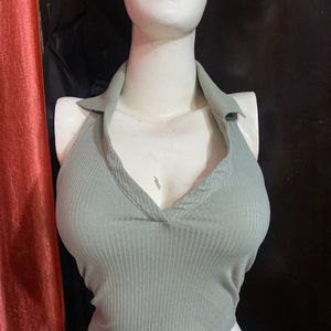 H&M Sage Green Collared Top