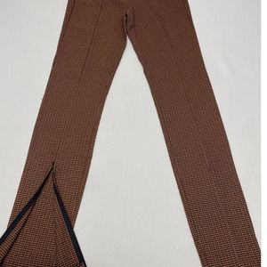 Zara Patterned Pants With Slits Size- m