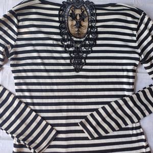 Back Design Top With Black And White Striped