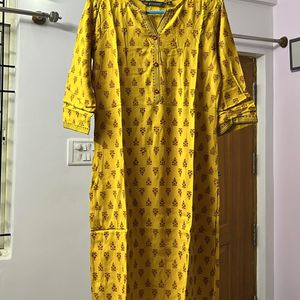 Mustard Kurti Straight Fit