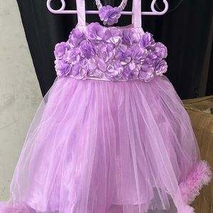 Beautiful Toddler Partywear Dress With Hairband💜