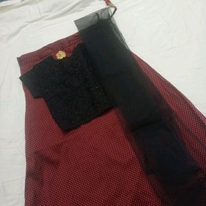 Lehenga With Black Crop Top