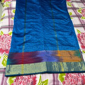 Beautiful Peacock Blue Saree