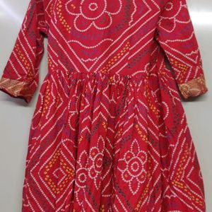 ❤️ ANUBHUTEE RED BANDHEJ PRINT KURTA SET