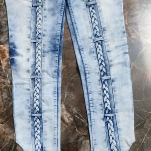 Blue Slight Cut Slit Jeans