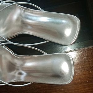 Silver Strappy Heels