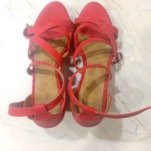 💥30₹ Off Party Wear Red Wedges Sandal