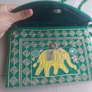 Green Ethnic Sling Bag