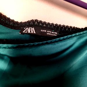 ZARA Bottle Green Long Party Wear Skirt