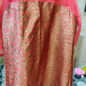 Pink Ethnic Front Cut Gown For Women