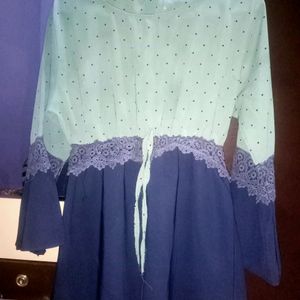 Green And Navy Blue Top