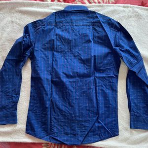 Louis Philippe Royal Blue Small Checks Shirt