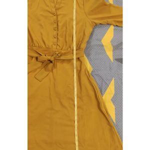 Harpa Mustard Yellow Fit And Flare Dress (Size-M)