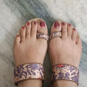 Lavendar And Cream One Toe Heels