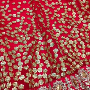 Red Heavy Embroidery Sequence Work Lehenga Choli.