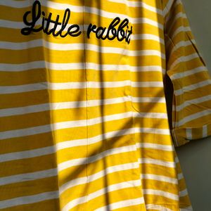 Yellow White Stripes Top