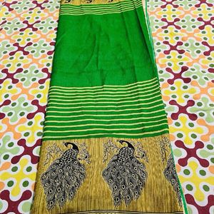 Peacock Print Saree